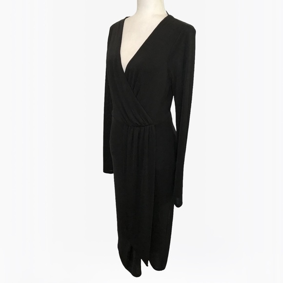 Good American Shimmer Long Sleeve Faux Wrap Dress - M - Picture 10 of 16